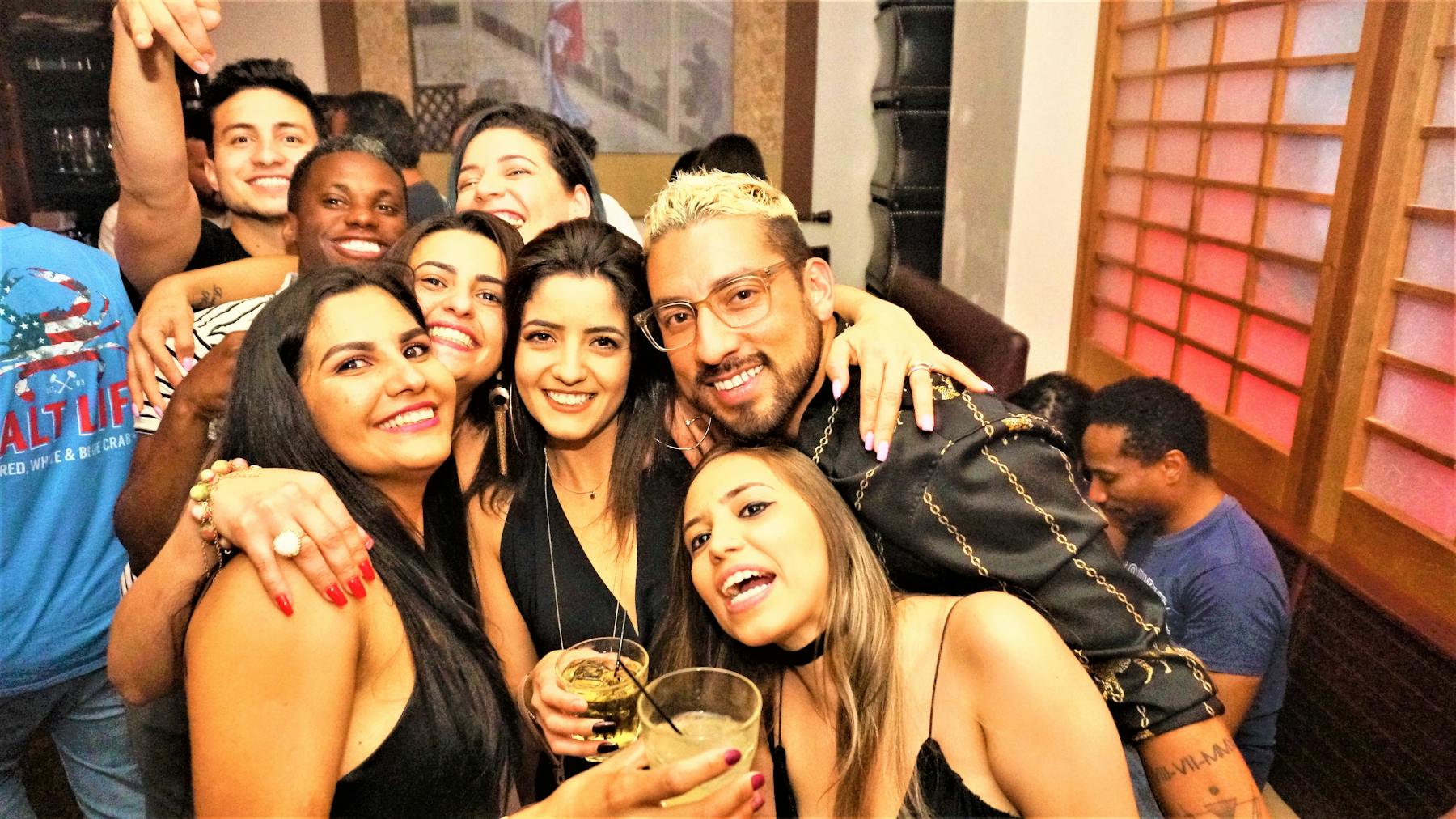 a group of people posing for the camera