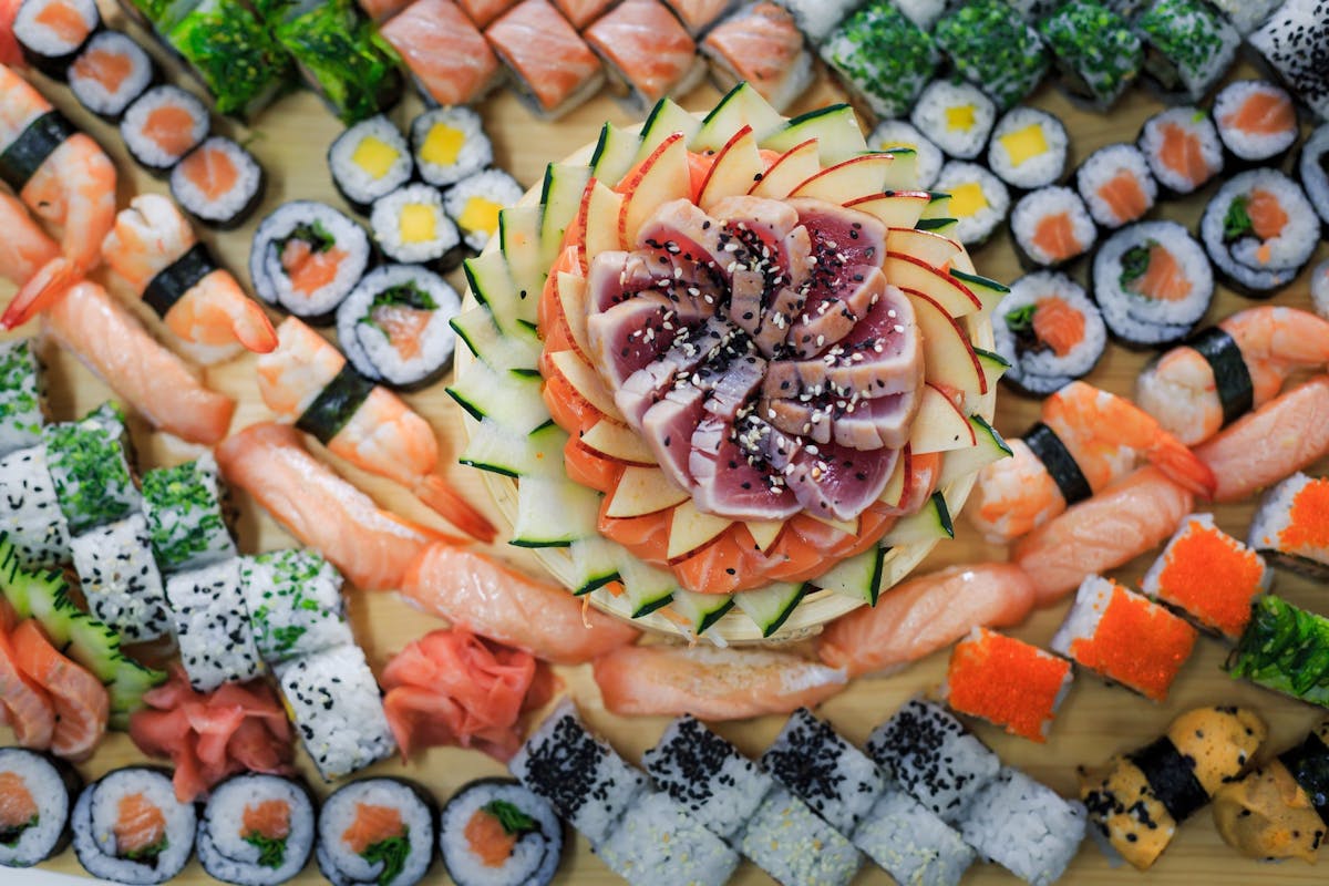 a group of sushi