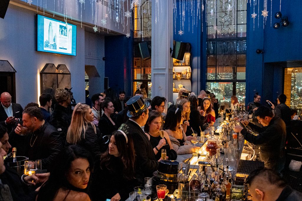 Guests celebrating New Year’s Eve at Ophelia rooftop