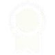 a white circle with a ribbon