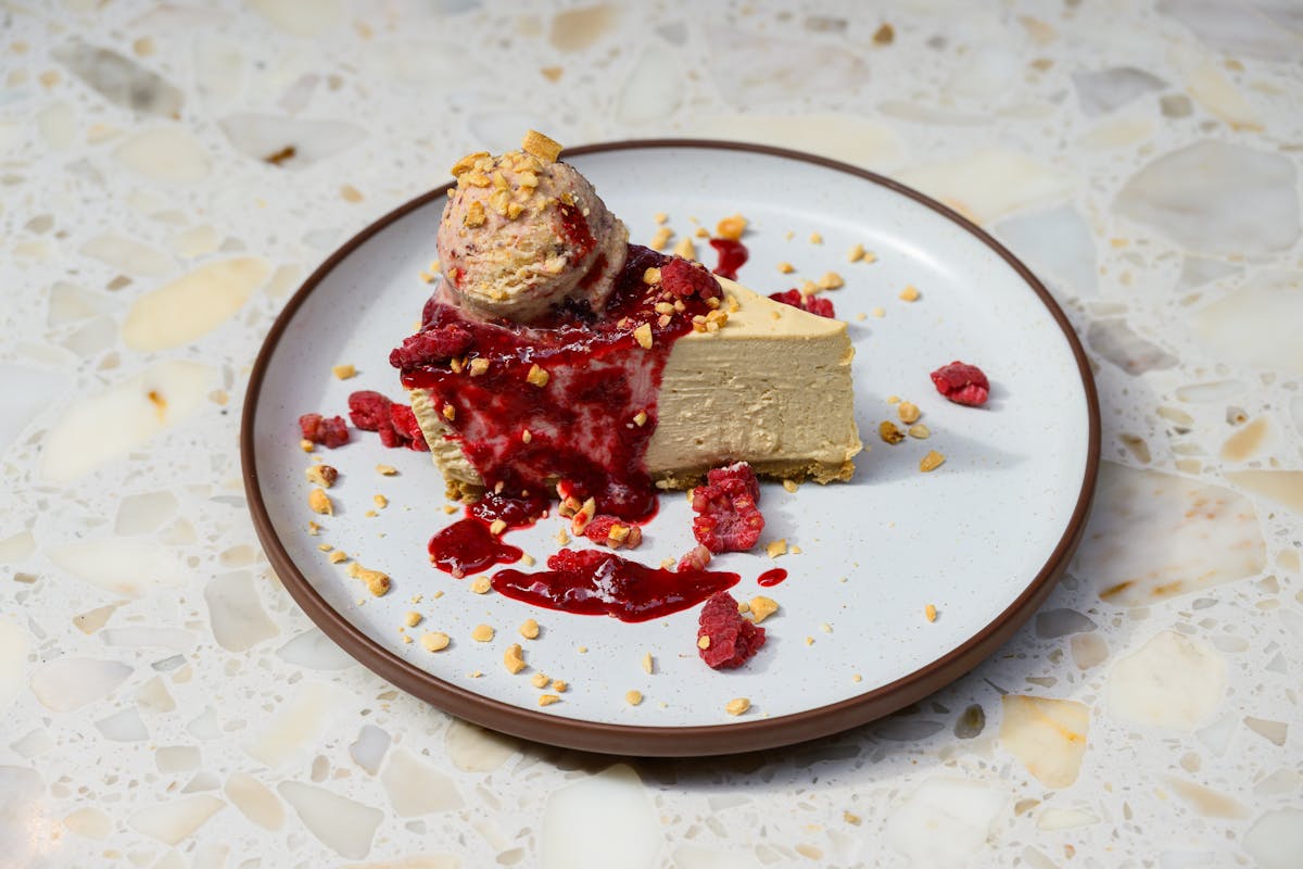 a piece of cake on a plate