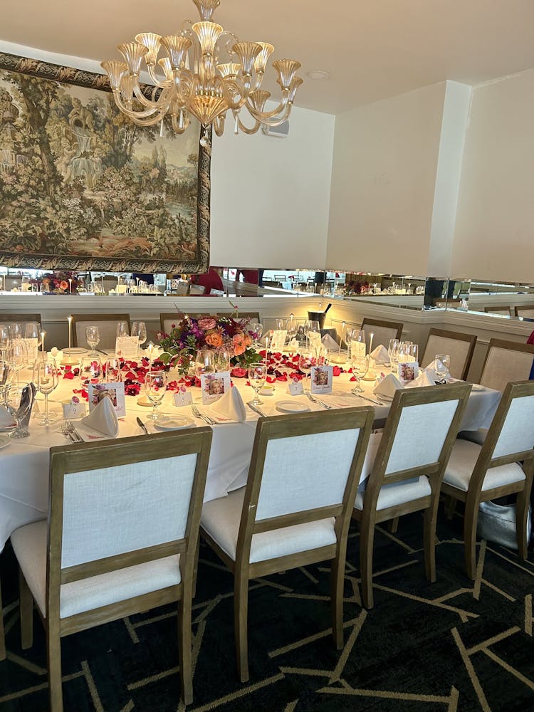 a chair sitting in front of a table