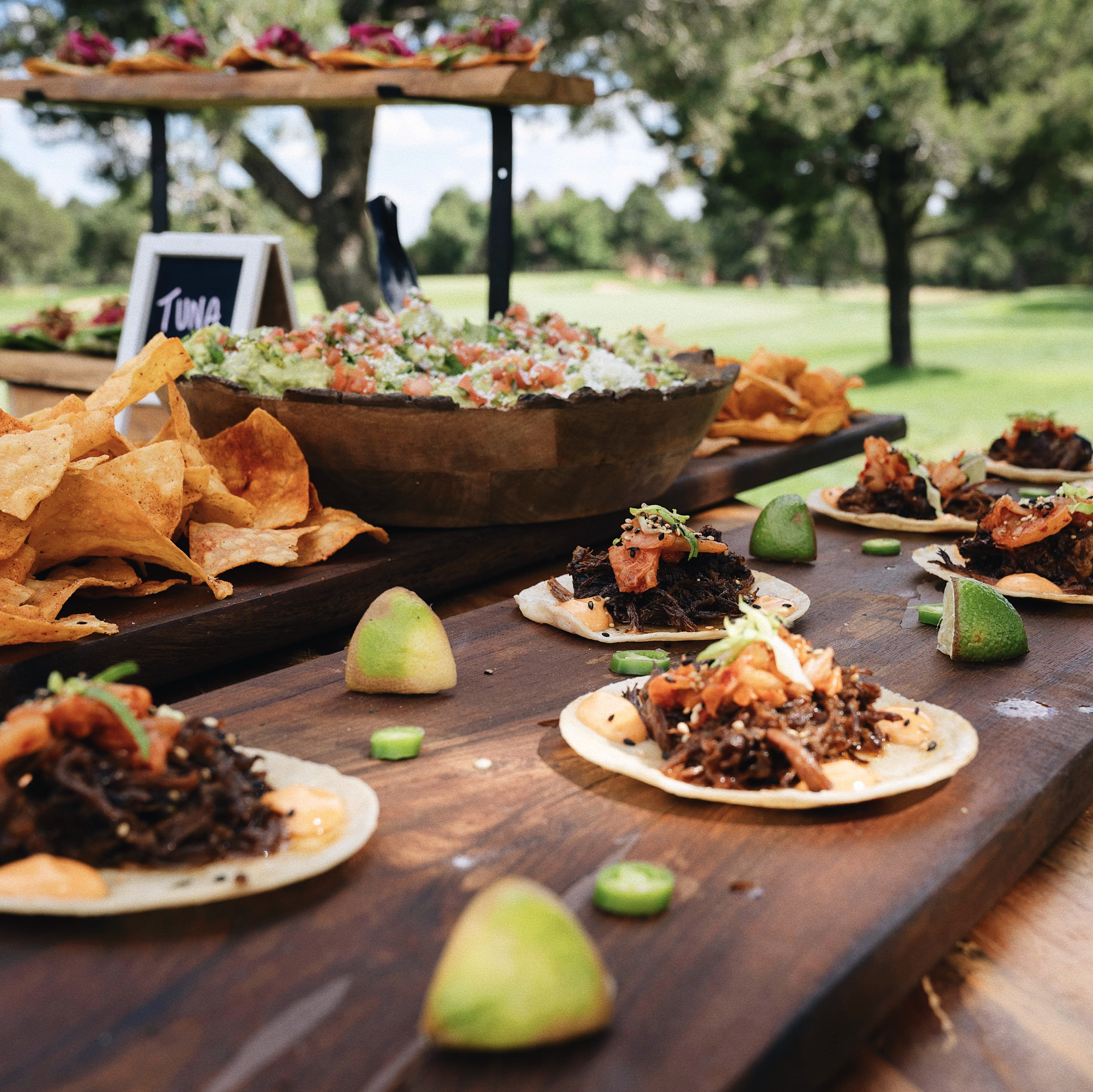 a plate of food on a picnic table