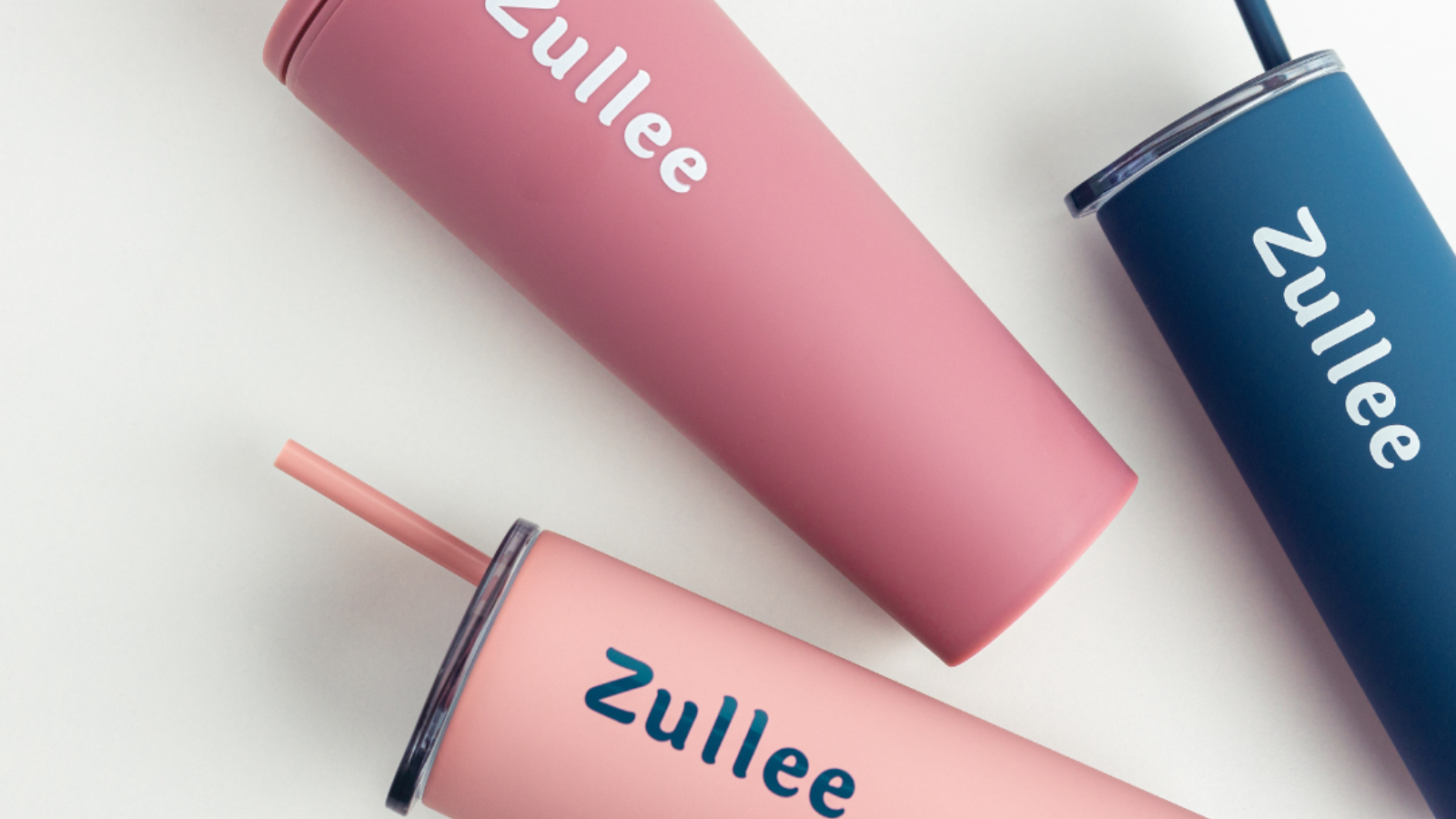 an advertising display of Zullee branded water cups
