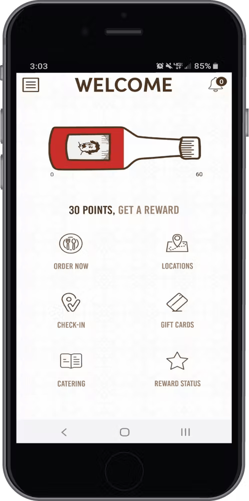 Mamoun's Rewards App Home Page on Phone Screen Image