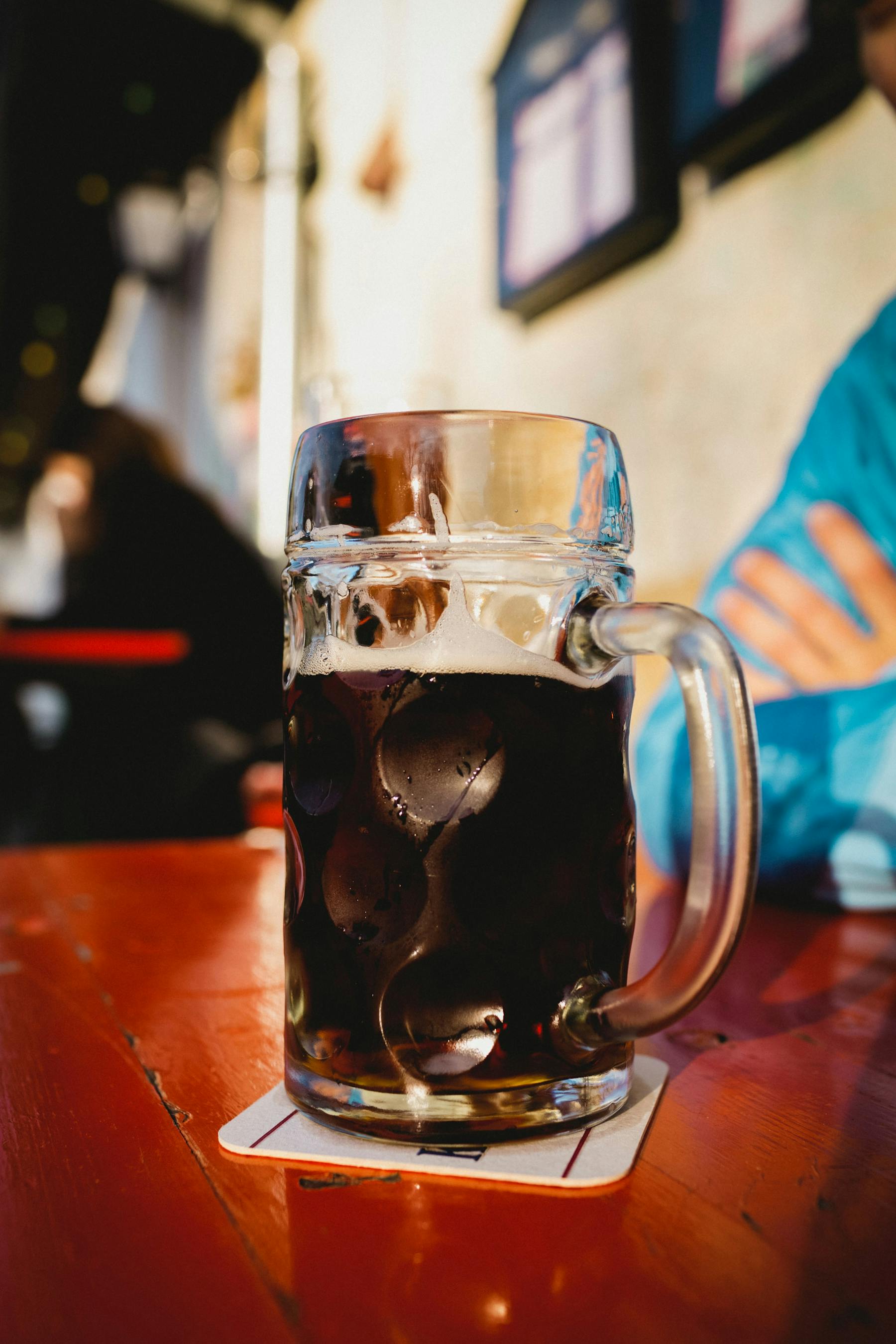 a glass cup on a table