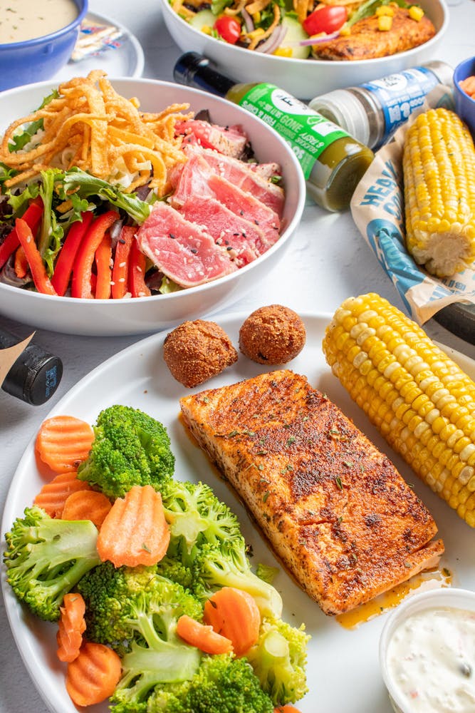 a plate of food with broccoli