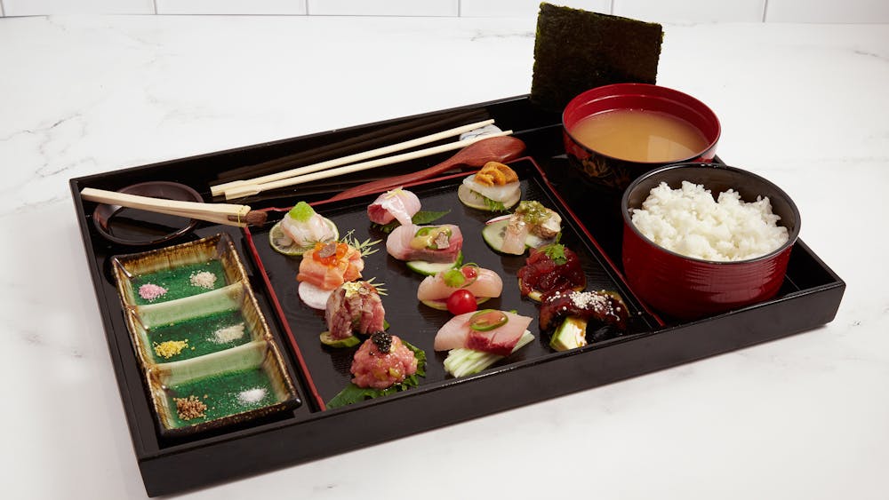 a tray of food on a plate