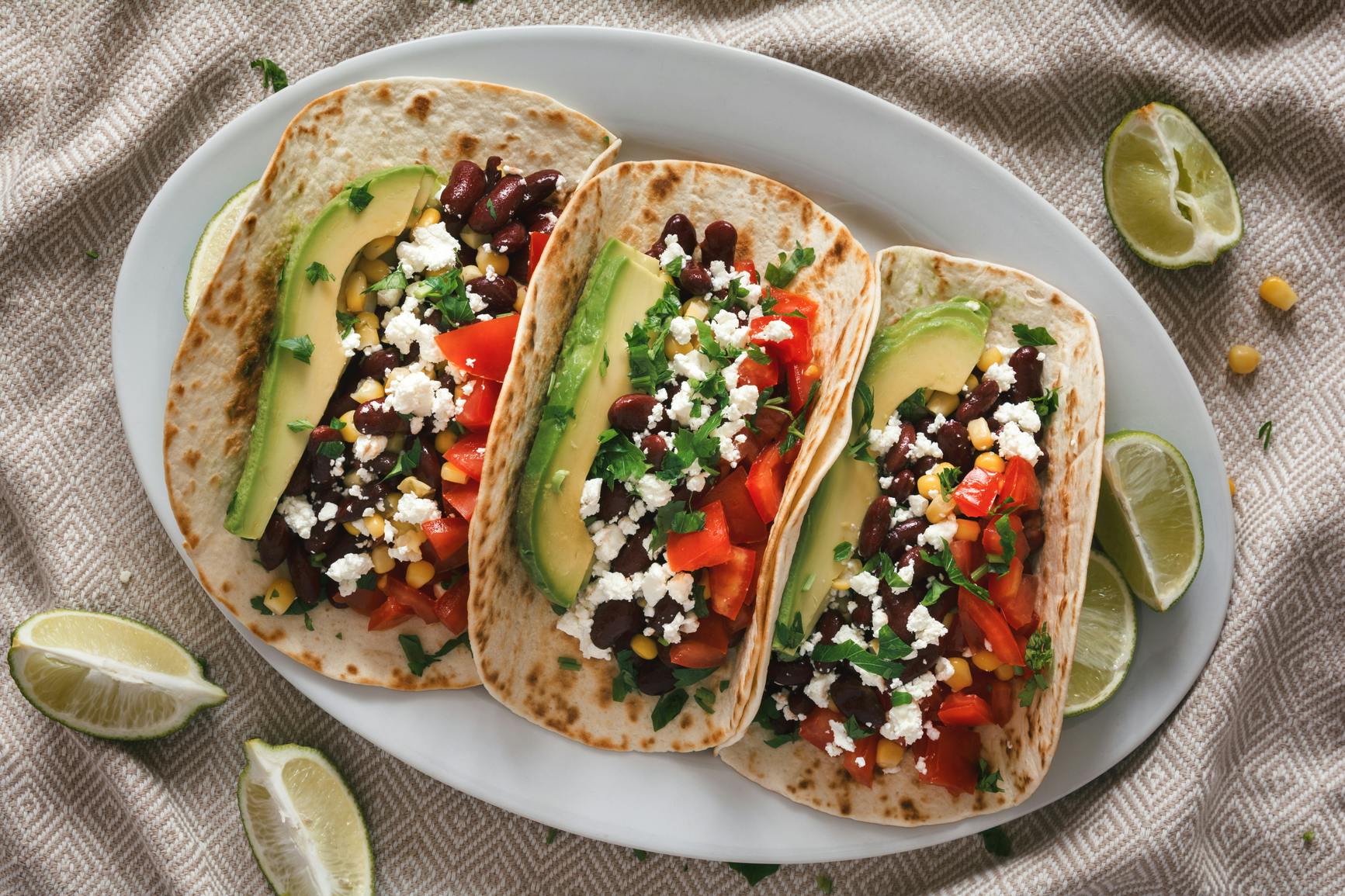 a plate of tacos on a table
