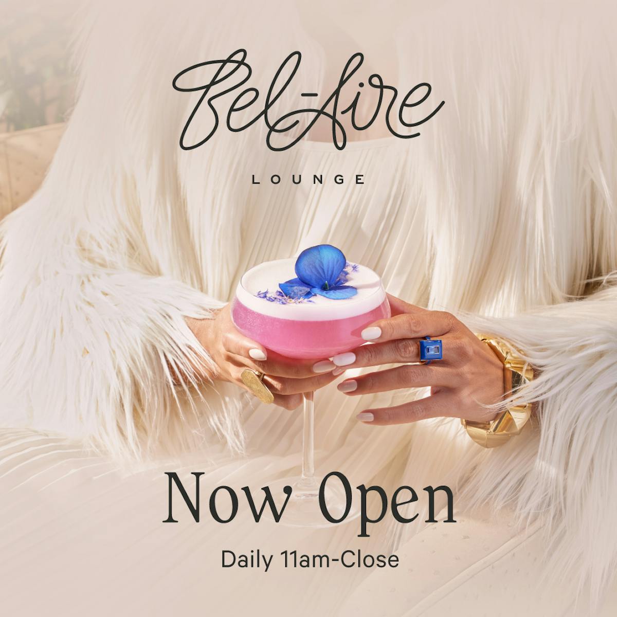 Now Open Graphic for one of the newest lounges in Las Vegas called Bel-Aire at Durango