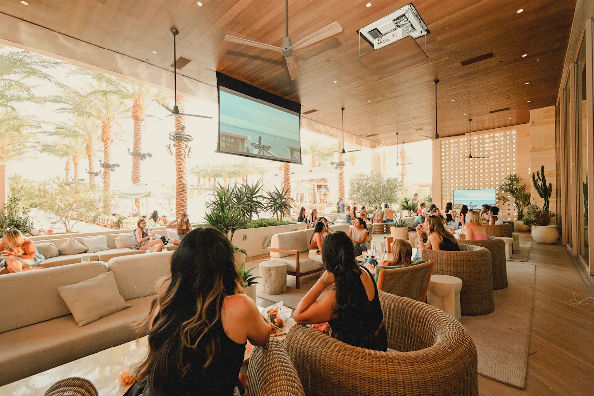 Bel-Aire Lounge inside Durango Casino & Resort featuring projector screens, multiple TVs, comfortable seating, and the premier lounge in Las Vegas for watch parties.