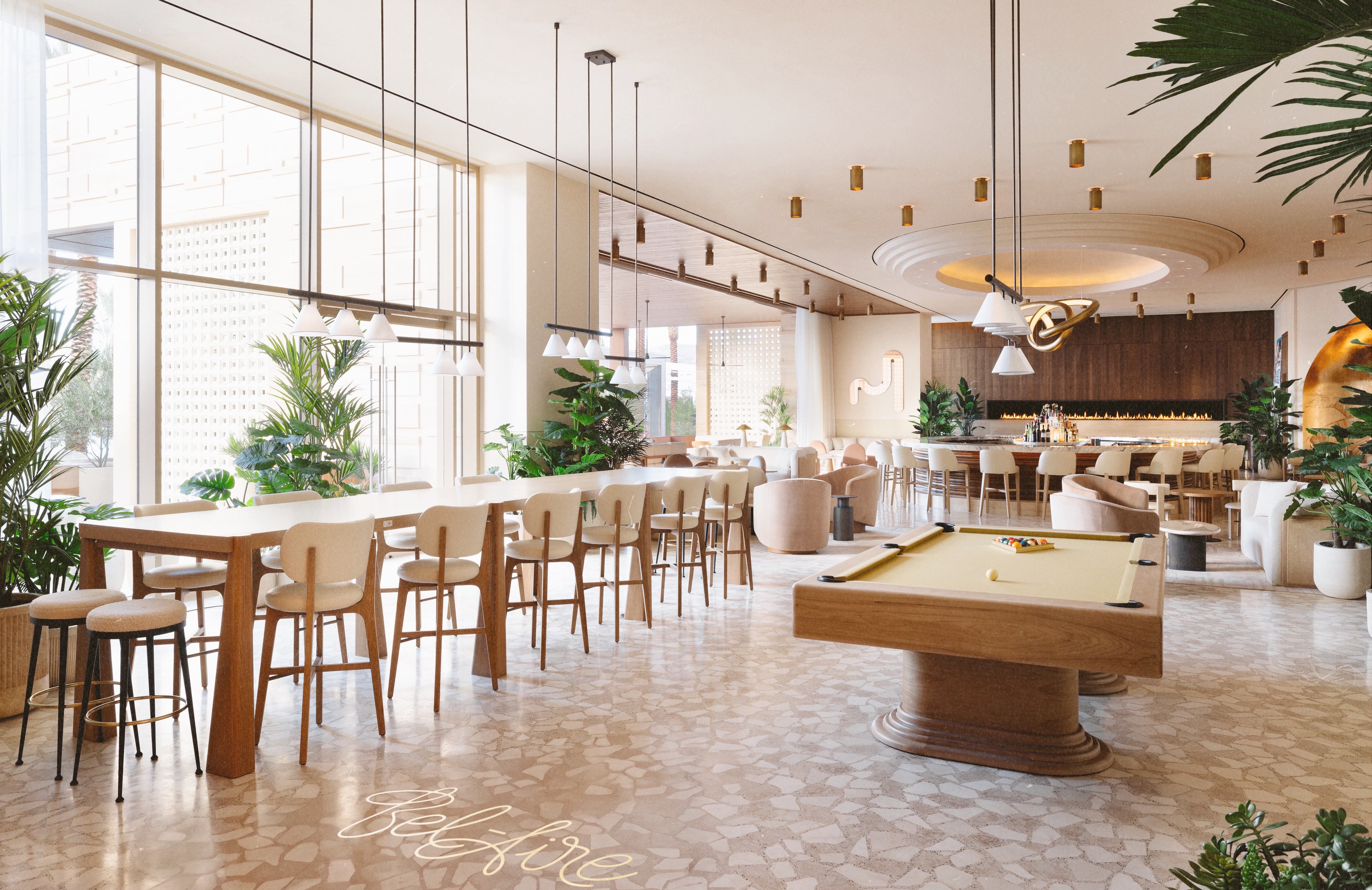 Interior of Bel-Aire Lounge at Durango Casino & Resort in Las Vegas featuring modern bar seating, pool table, warm lighting, and upscale lounge atmosphere in southwest Las Vegas.