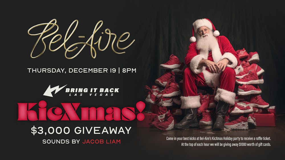 the graphic for Kicxmas a $3,000 giveaway with Bring it Back Las Vegas a local shoe store
