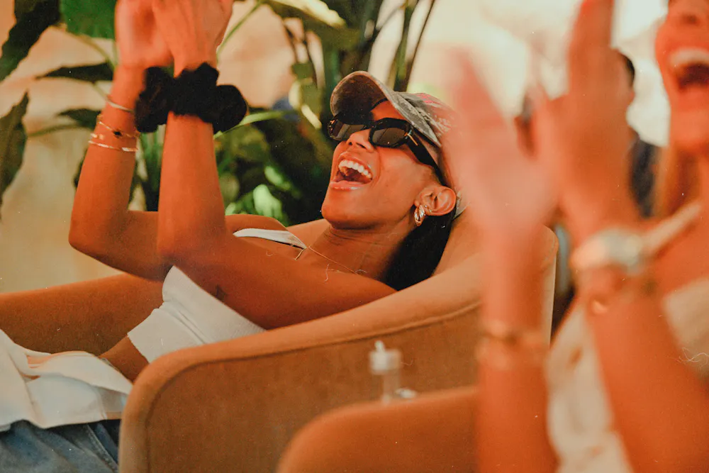 Guests celebrating during The Hottest Dating Reality Show finale at Bel-Aire Lounge, a local lounge and local bar in Las Vegas known for cocktails and entertainment.