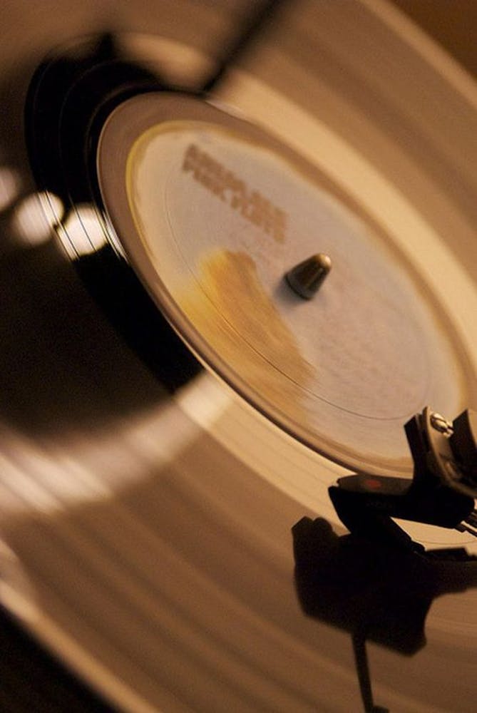 a close up of a vinyl record spinning at Bel-Aire Lounge the Las Vegas Lounge