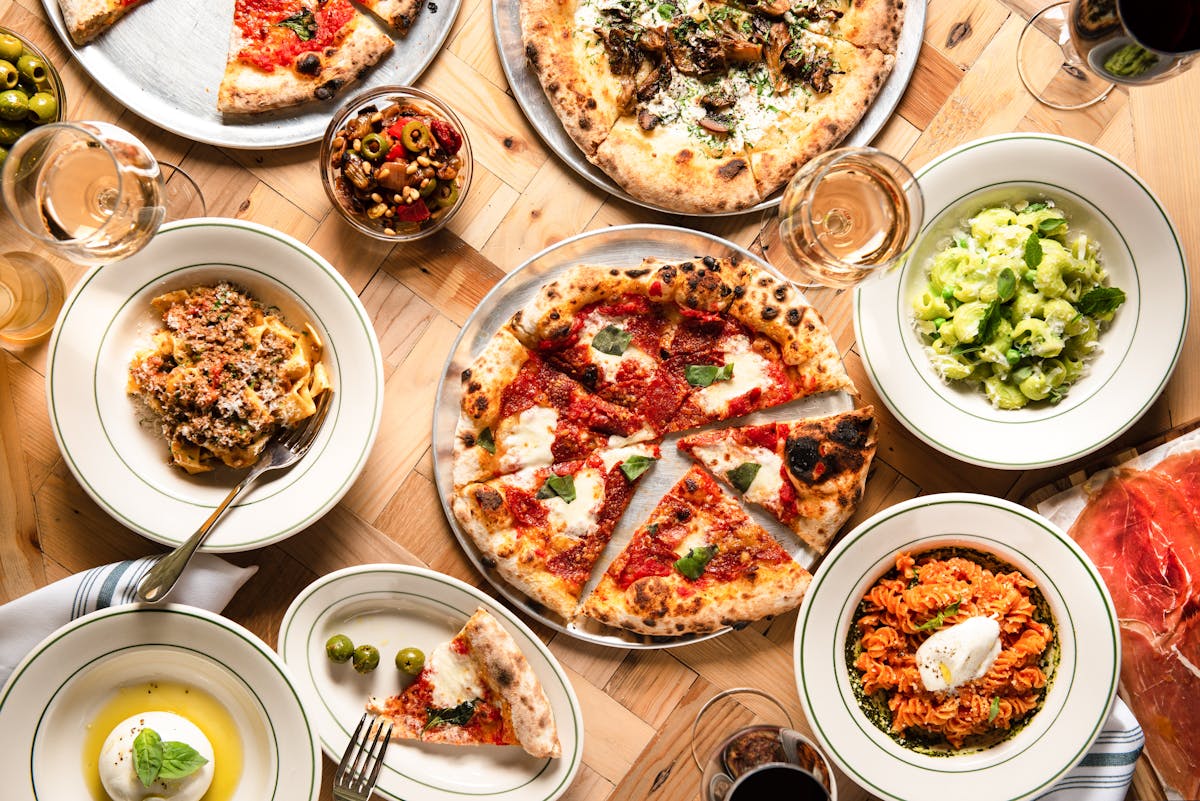 a bunch of food sitting on a table