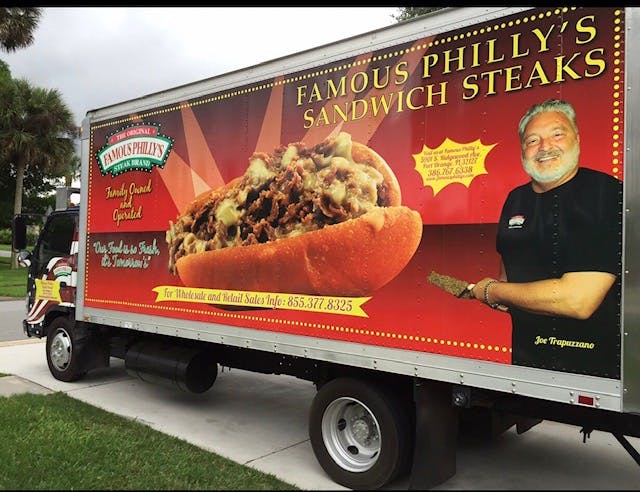 a box truck has a hot dog