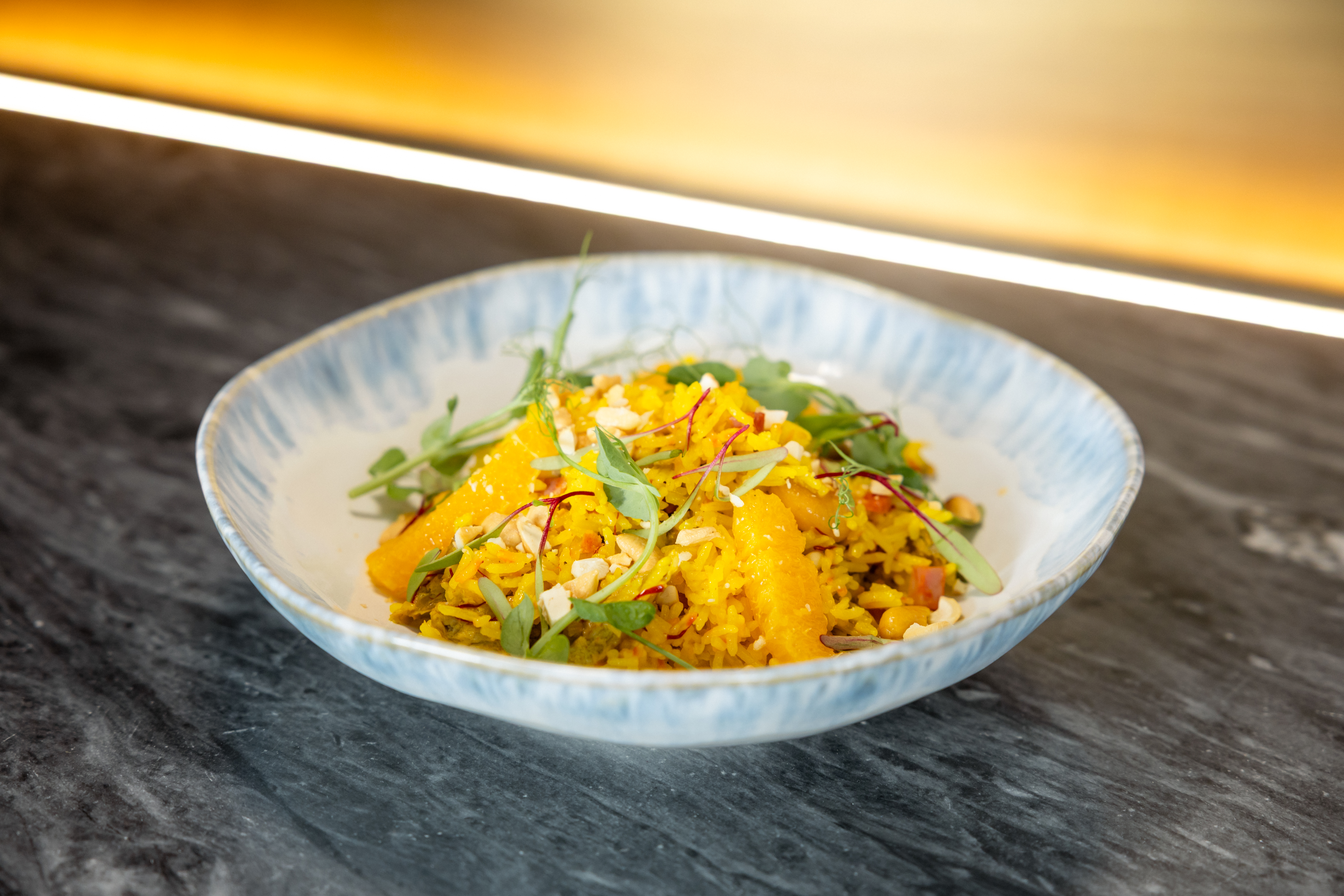 a bowl of food on a table