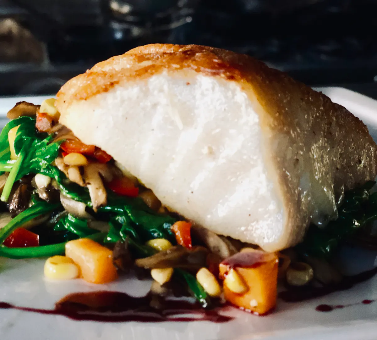 a close up of food on a plate