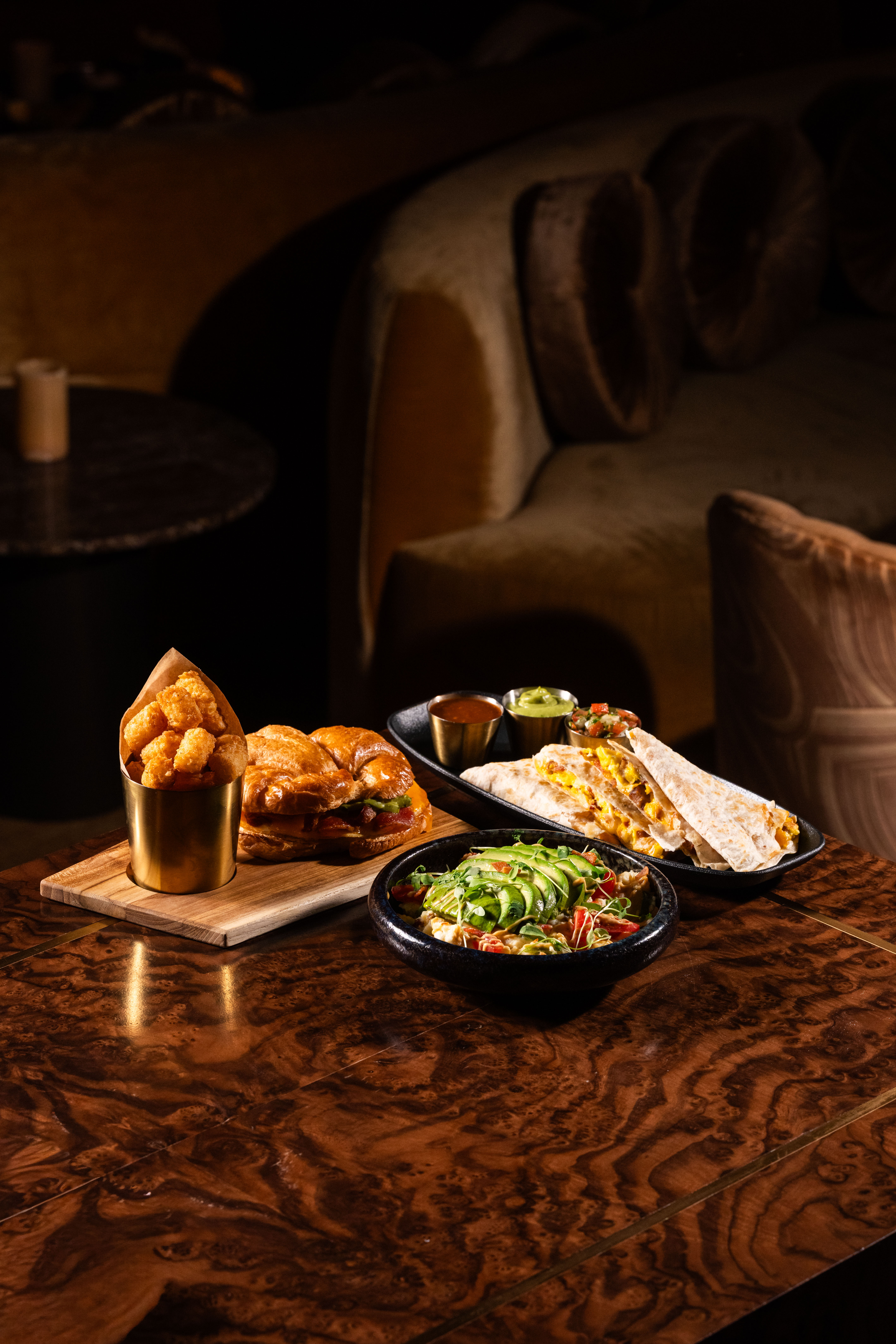 Breakfast menu items at Clique Bar & Lounge for world cup soccer.