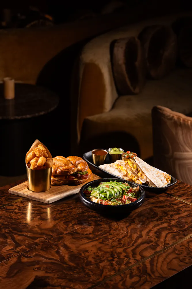 Breakfast menu items at Clique Bar & Lounge for world cup soccer.