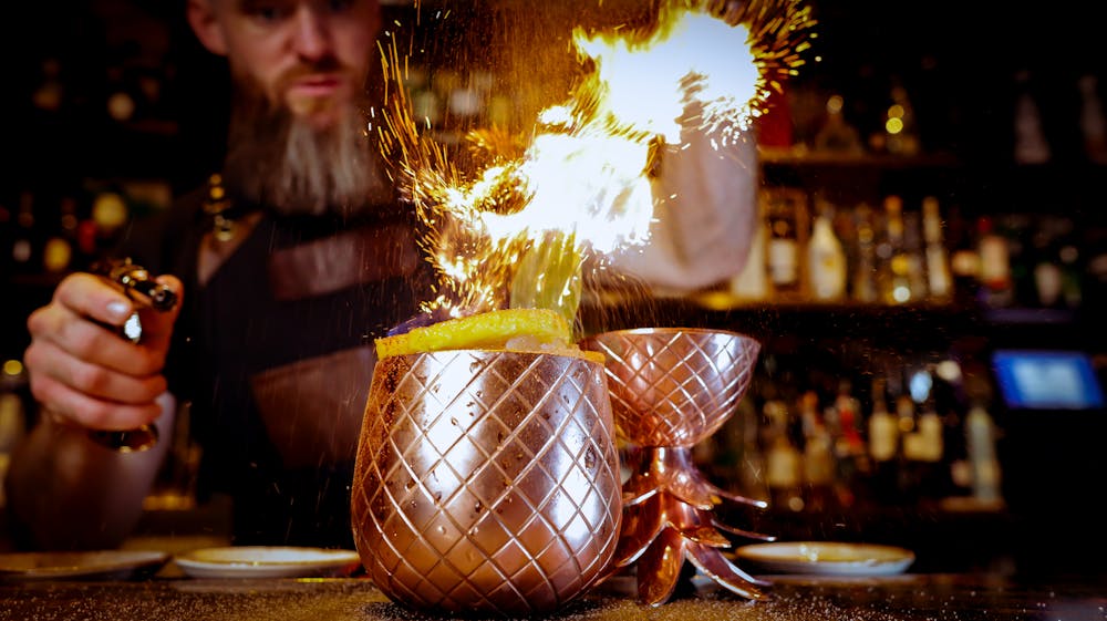 Las Vegas Mixology Craft Cocktail with fire
