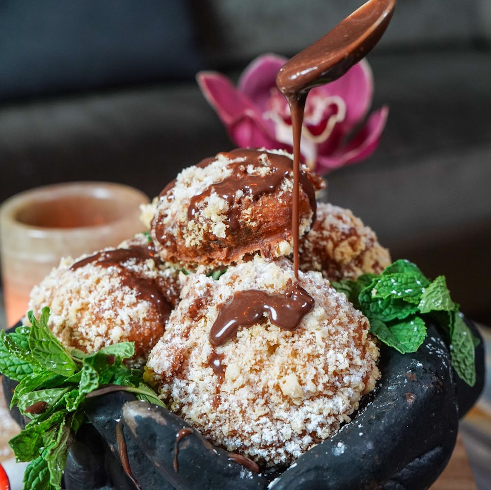 a close up of food on a plate