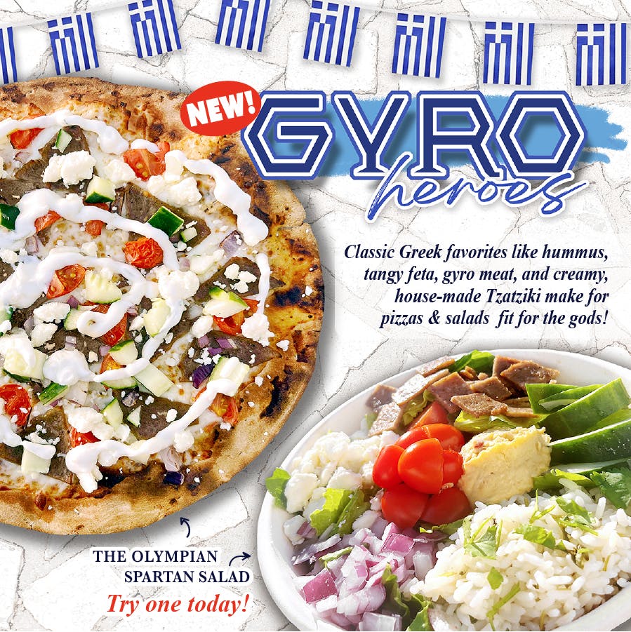 a pizza sitting on top of a plate of food