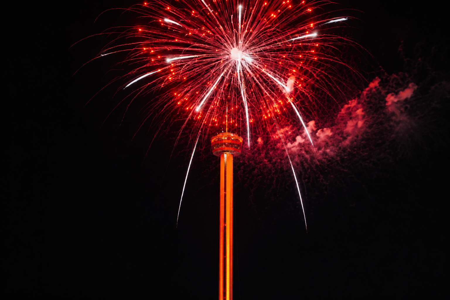 a fireworks exploding in the sky