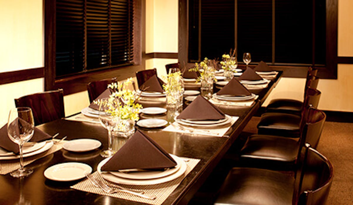 a room with tables