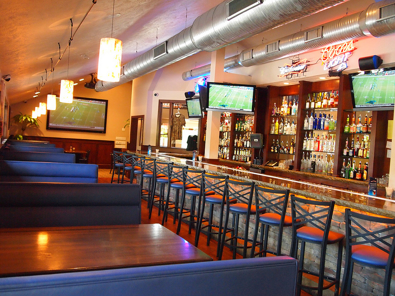 a store inside of a wooden table