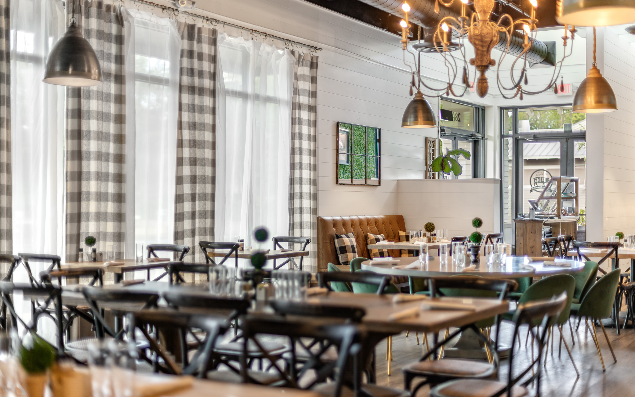 a room with tables and chairs