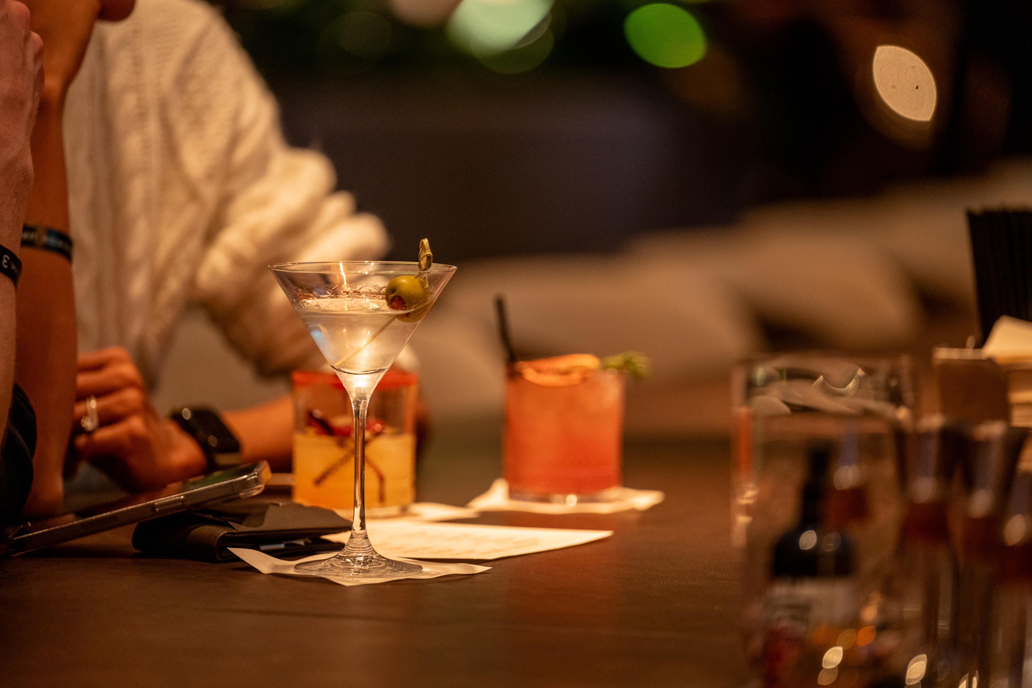 grab drinks at the bar for the perfect vibe of a late night escape
