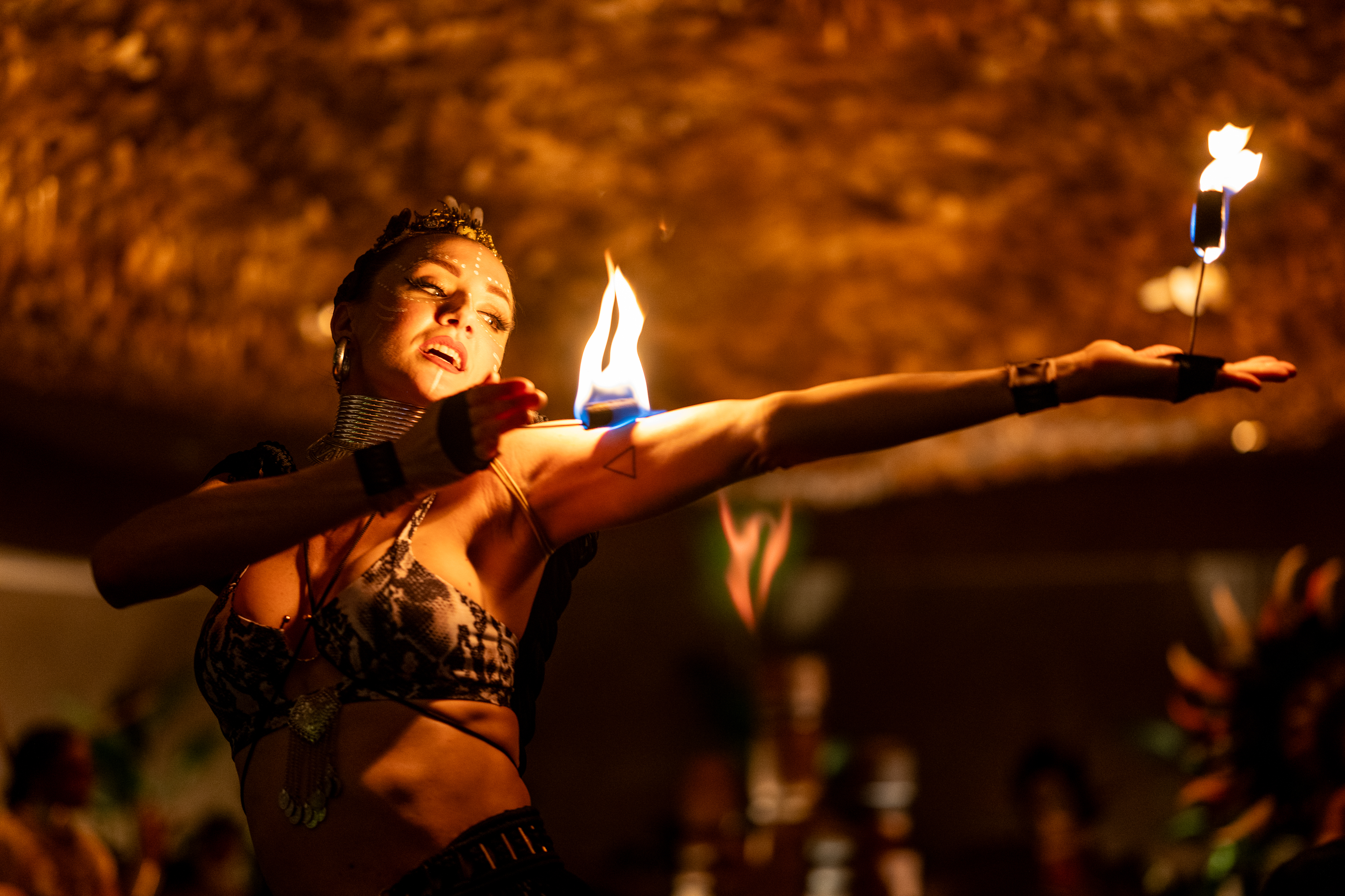 fire performer dazzling guests at Amaya Late Night