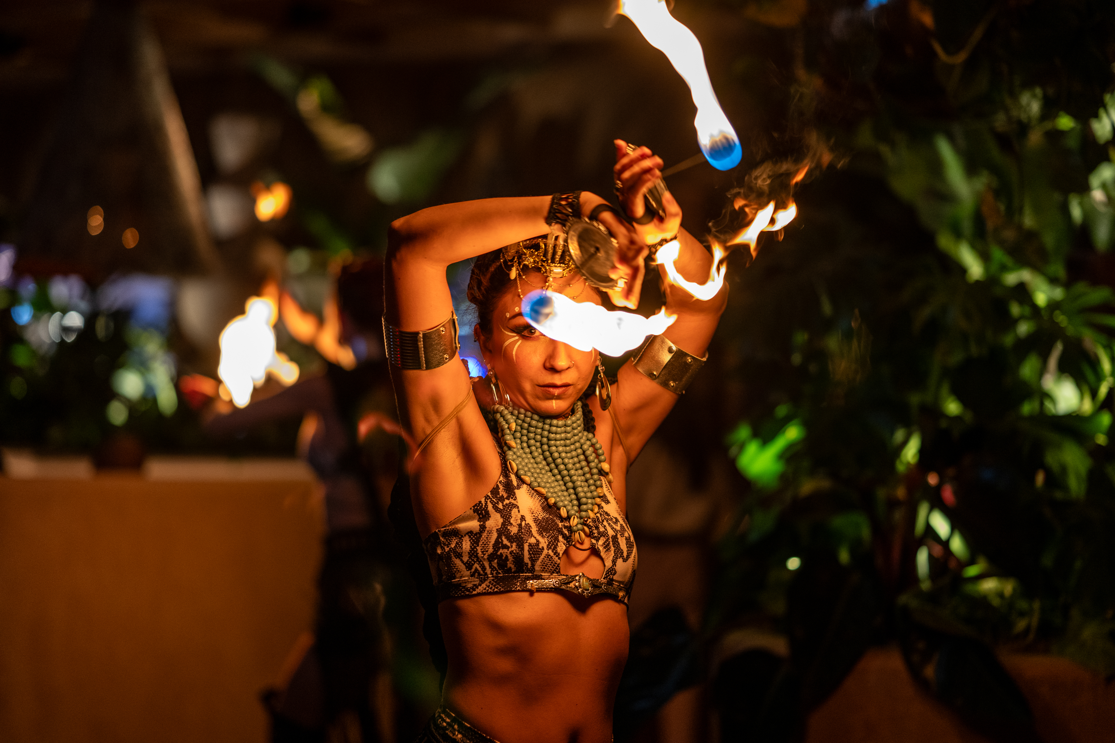 Fire performer during Late Night Dining at Amaya