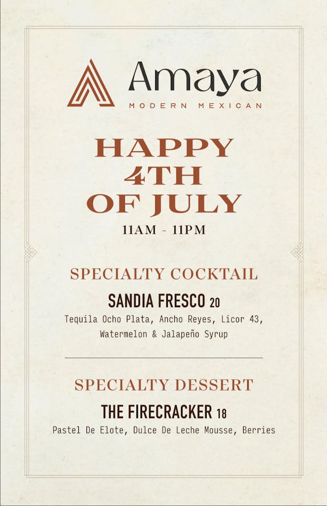 Amaya modern Mexican Las Vegas Strip Restaurant Fourth of July specials for 2025