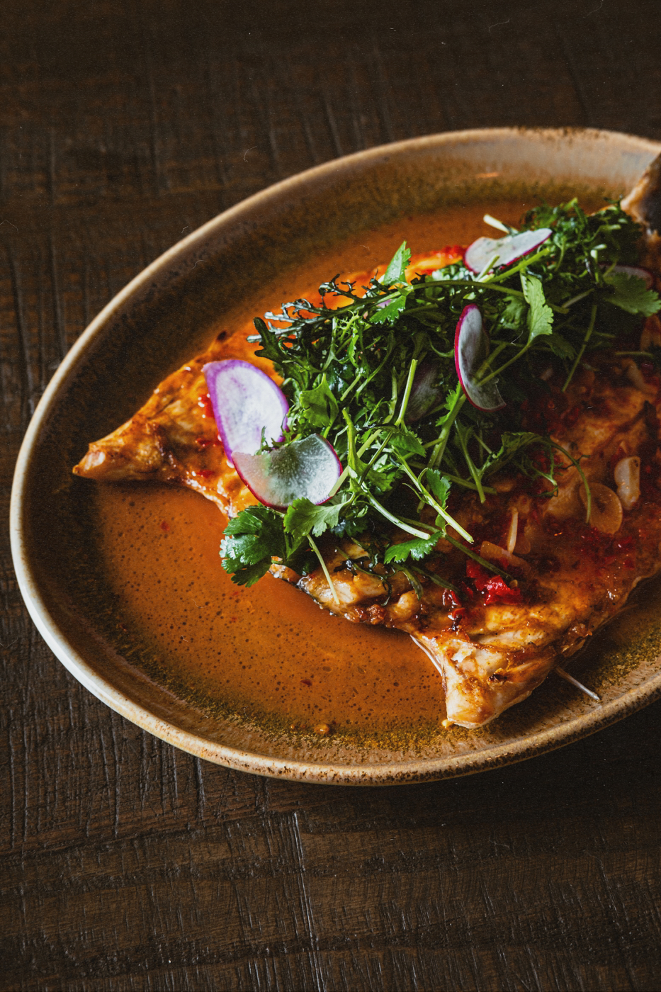 a photo of the angry fish dish that is served at Amaya Modern Mexican, a New Las Vegas Mexican restaurant 