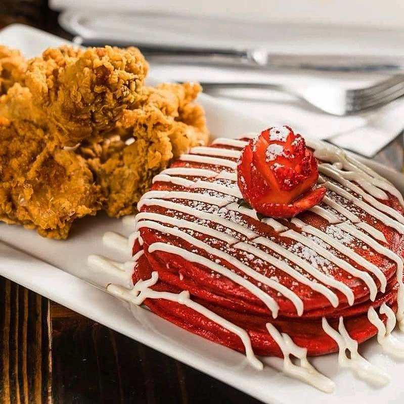 Red Velvet Pancakes & Fried Chicken