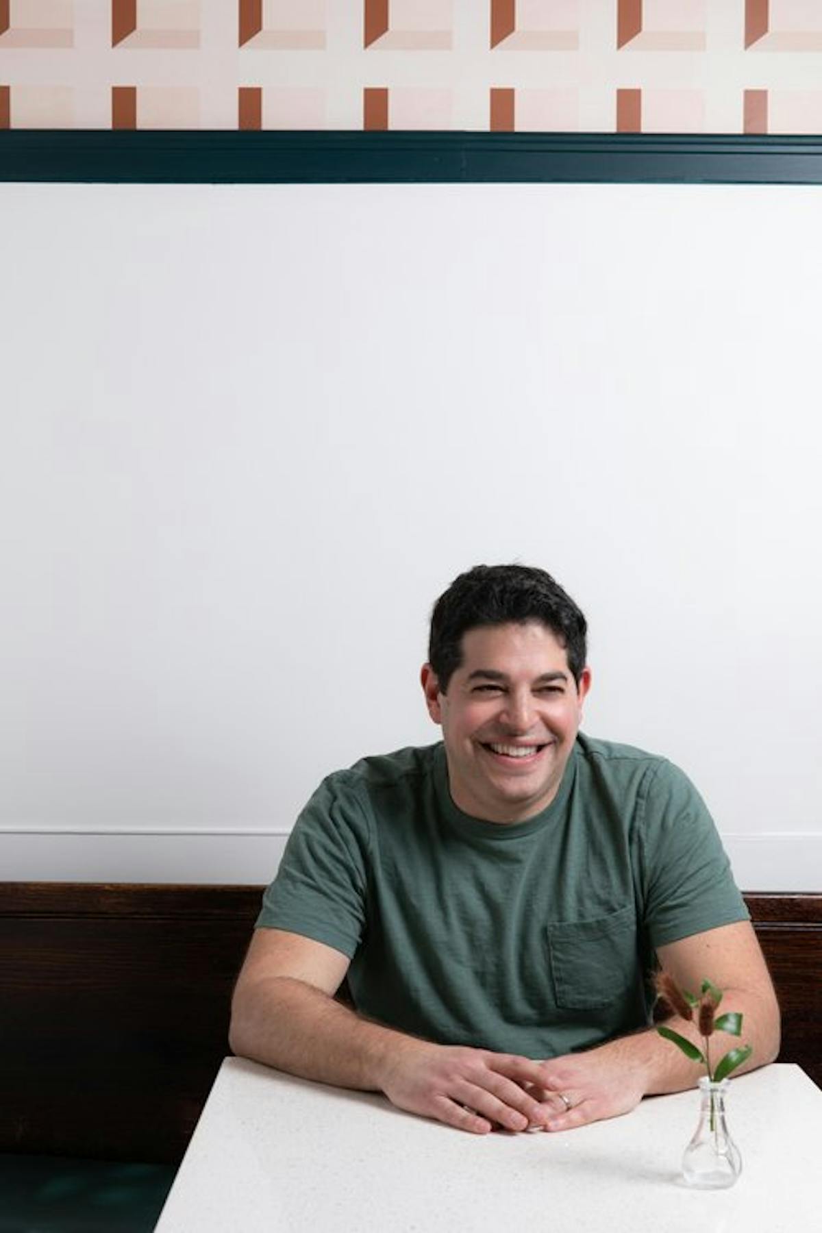 a man sitting on a table