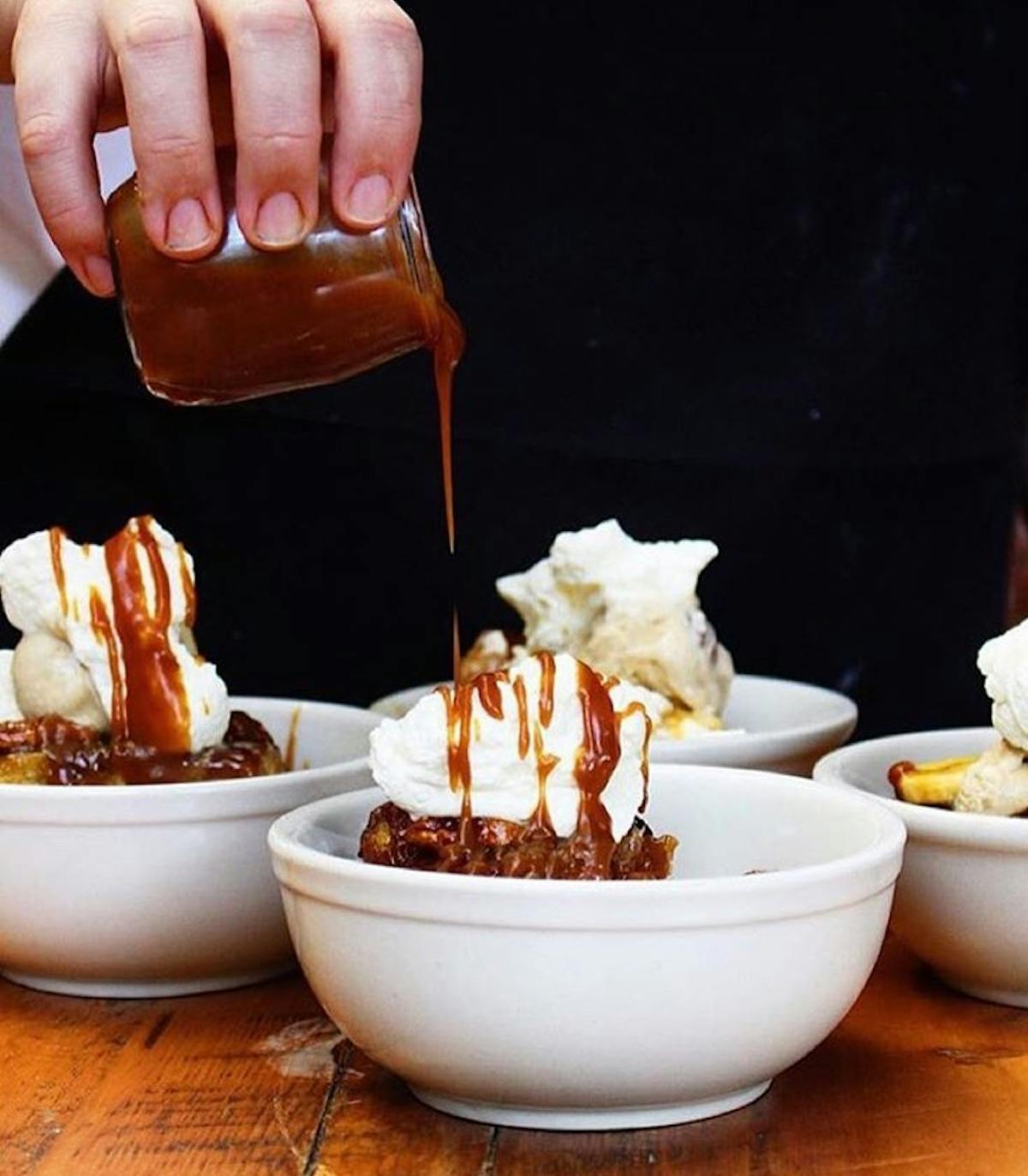 pouring caramel