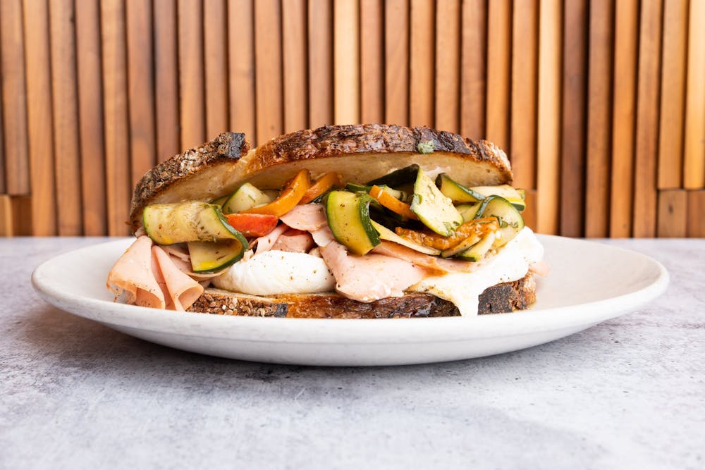 a plate of food sitting on a table