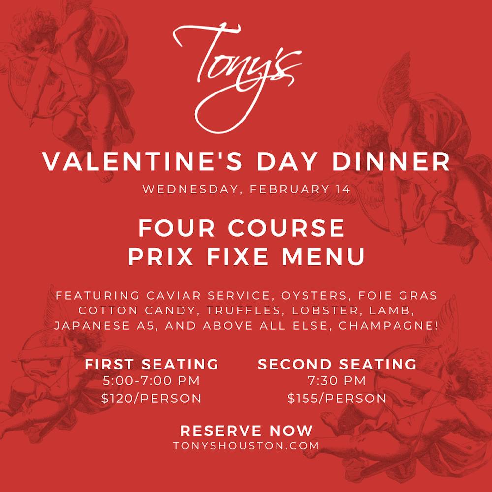 Valentine's 4 Course Dinner Tony's Restaurant Italian Restaurant in