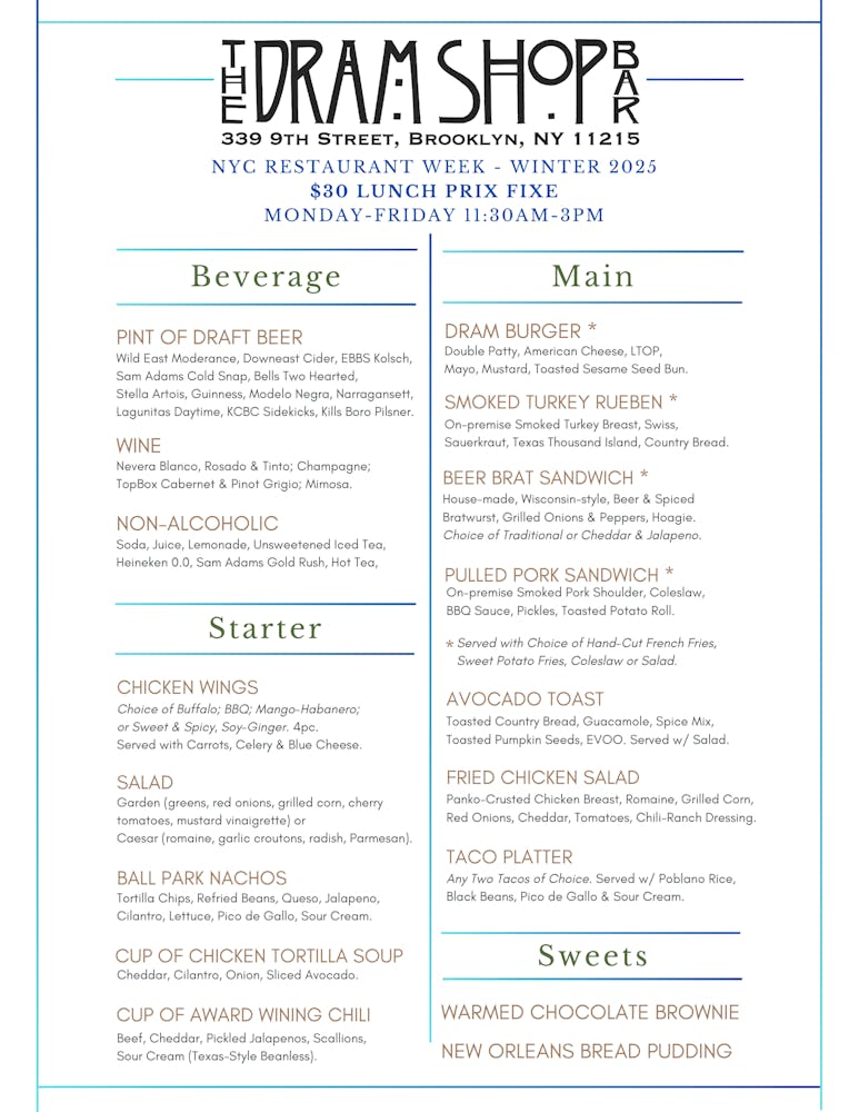 NYC Restaurant Week Winter 2025