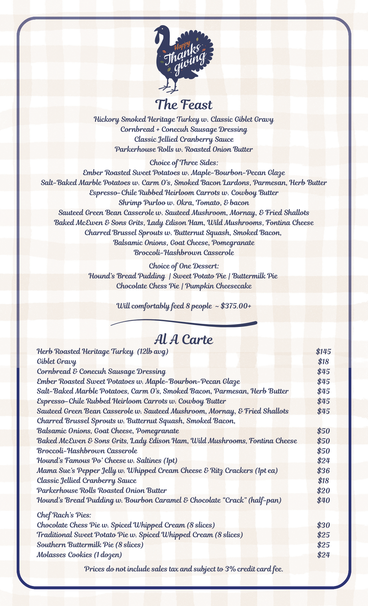 a menu of a restaurant