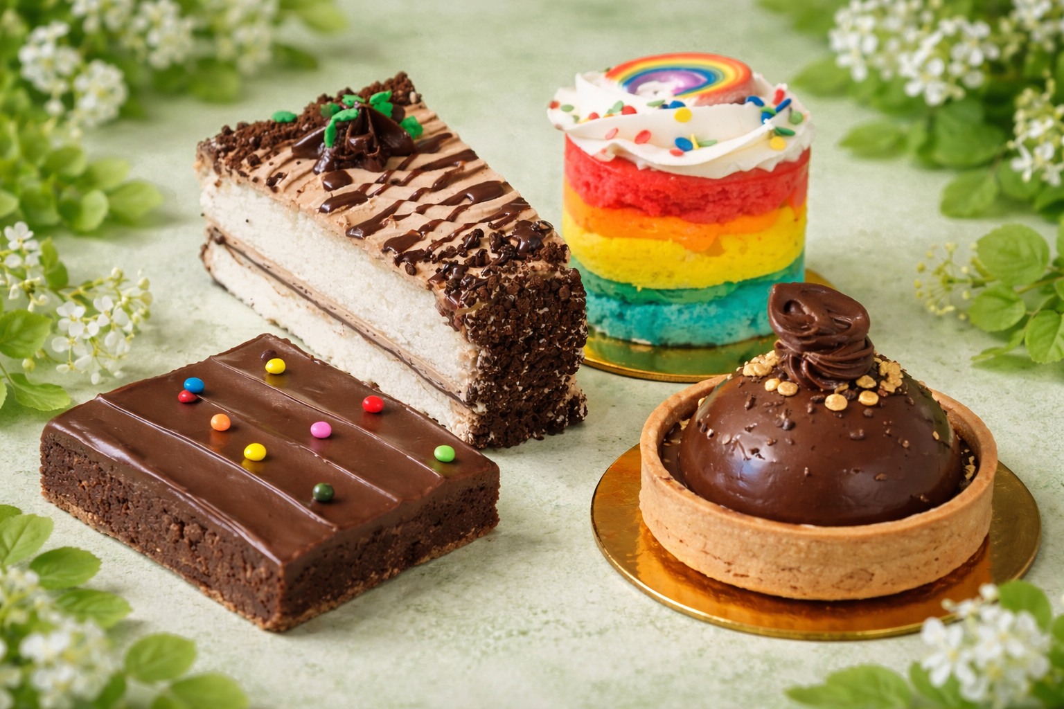 a group of cakes on a table