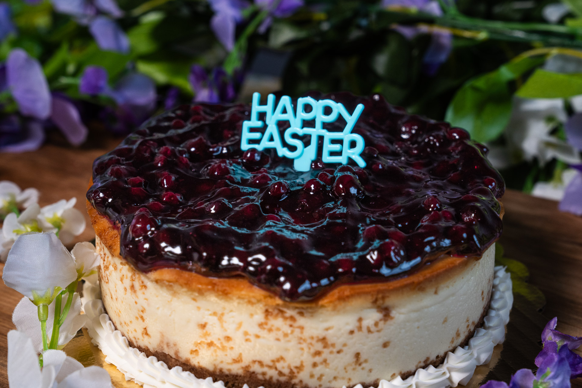 a cake with a blueberry topping