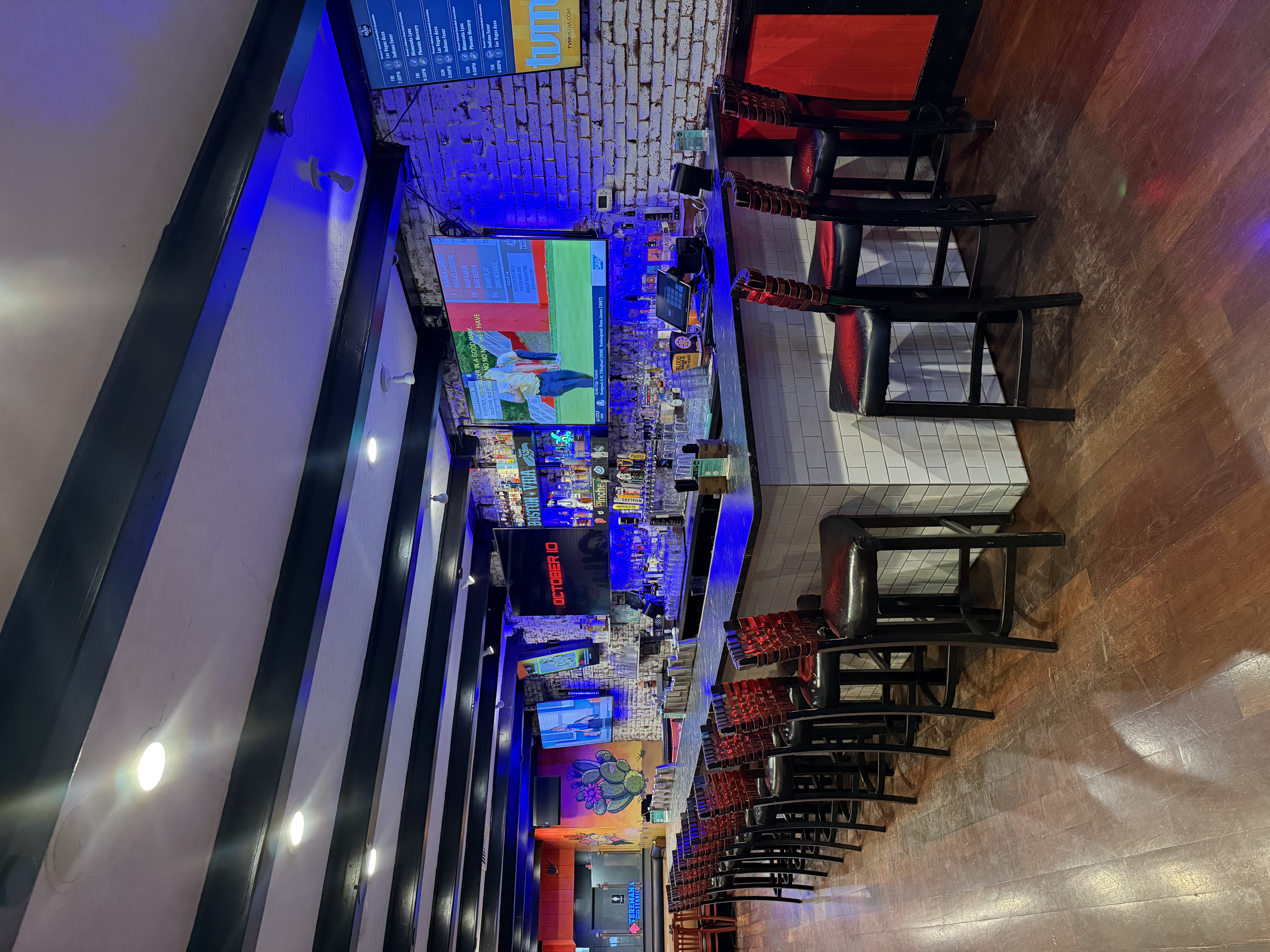 a group of people standing in a room