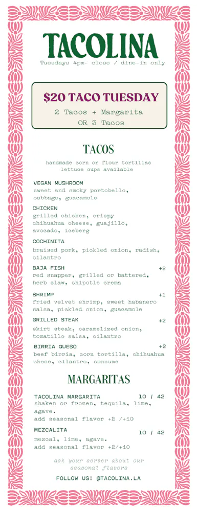 a menu with text on it