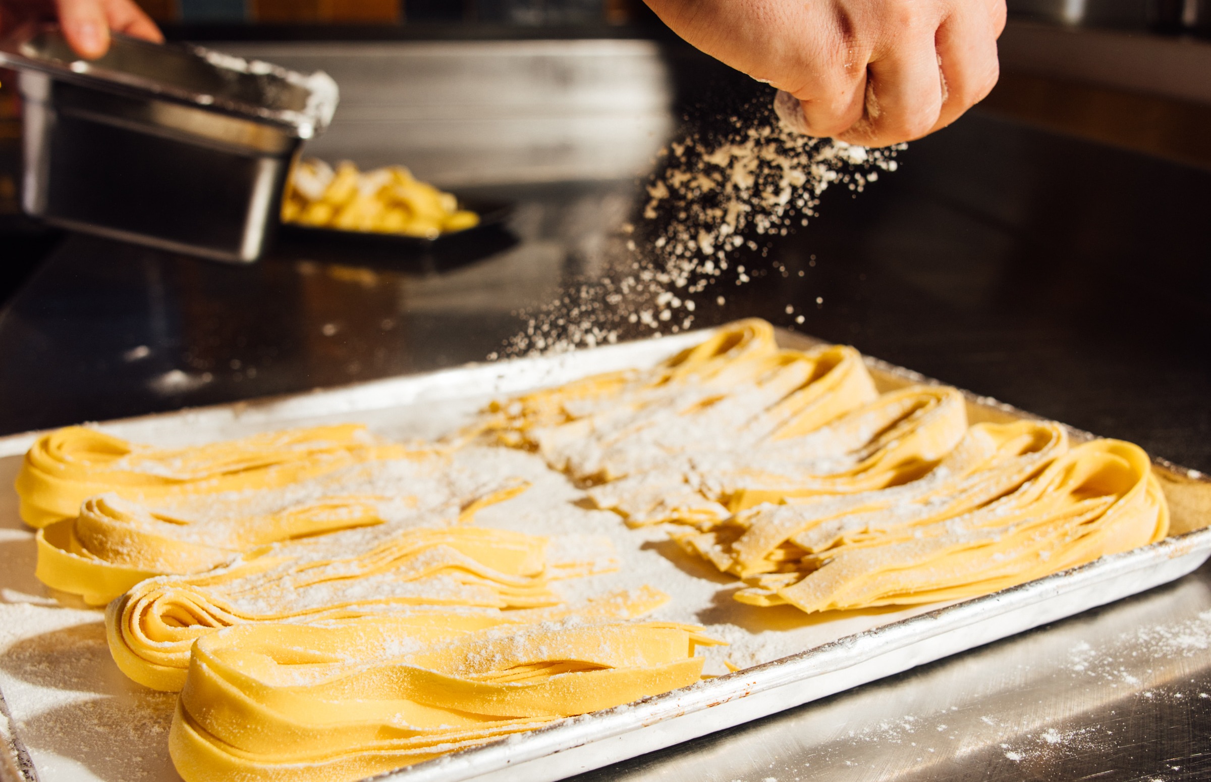 a slice of pizza on a tray