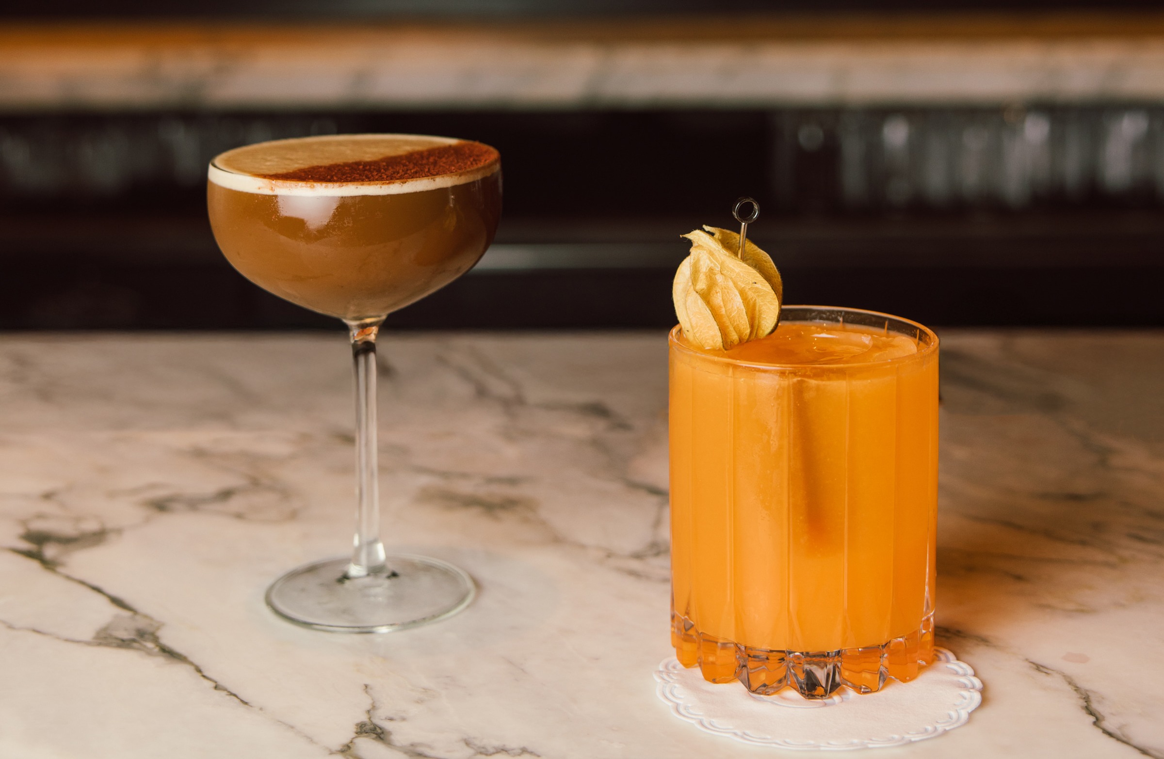 a cup of coffee and a glass of wine